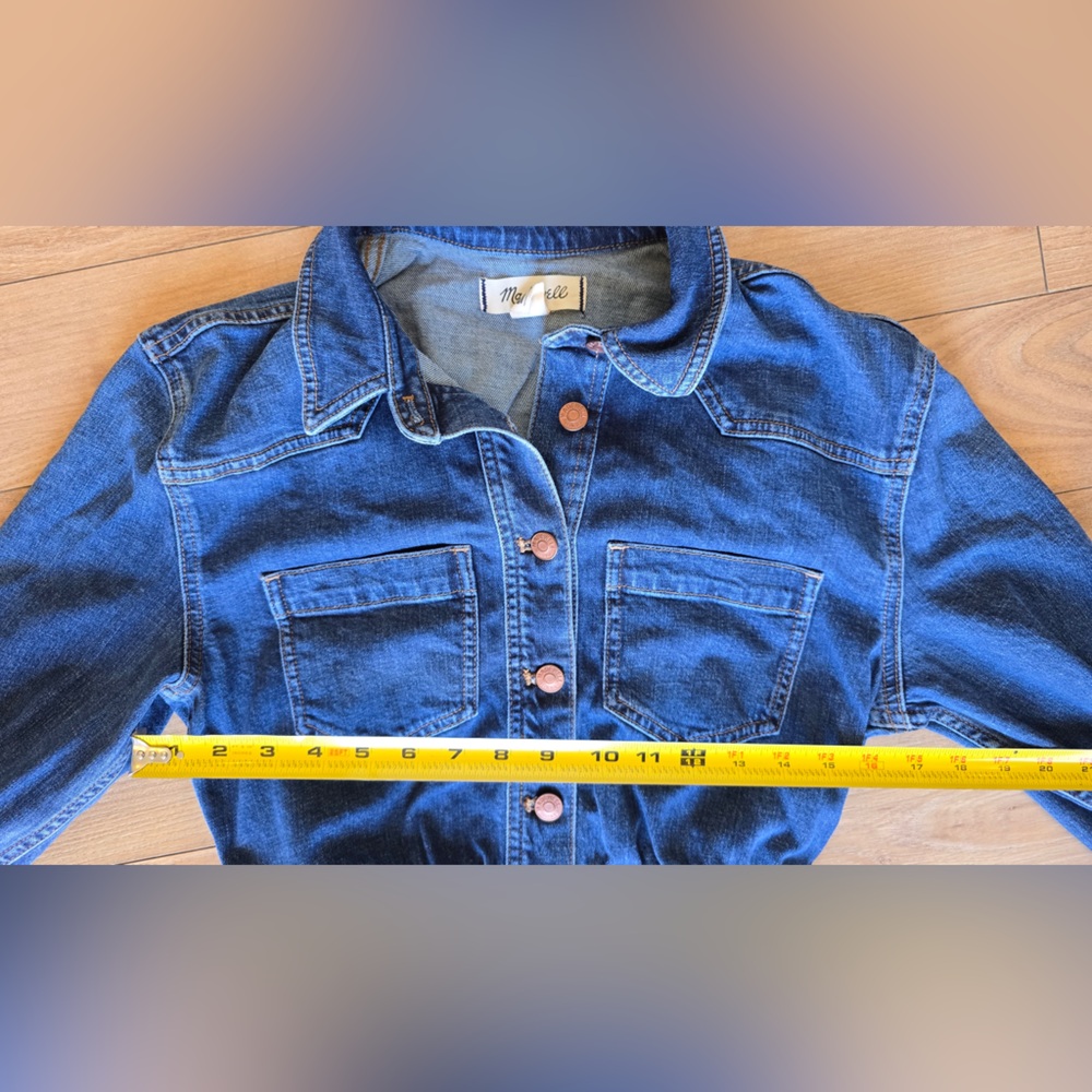 Madewell Denim Shirt Dress Size 0 | Button Front Western Utility Jean Dress - Picture 7 of 9